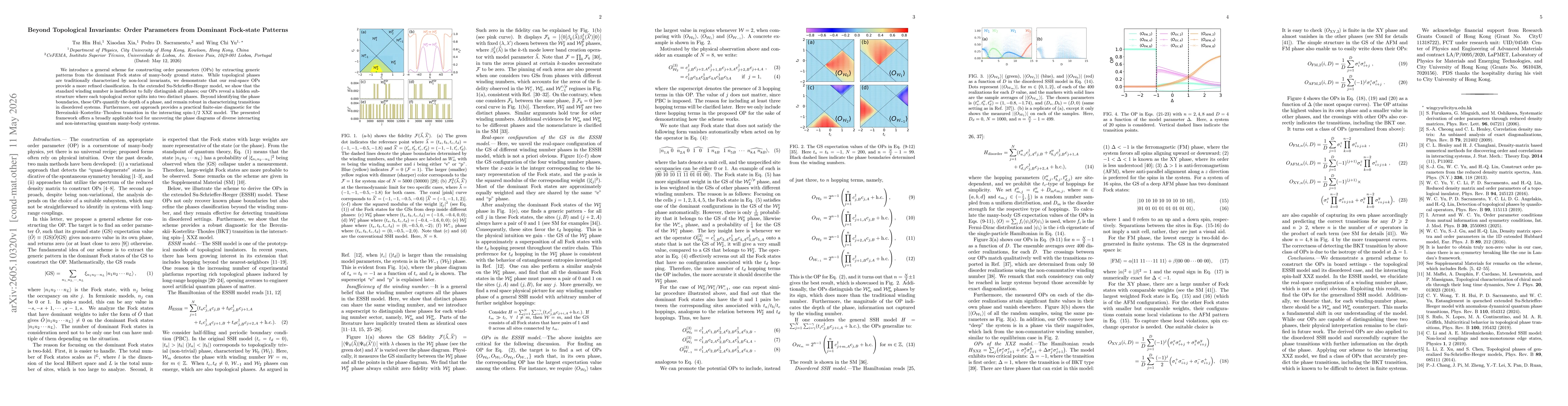 Thumbnail for Beyond Topological Invariants: Order Parameters from Dominant Fock-state Patterns