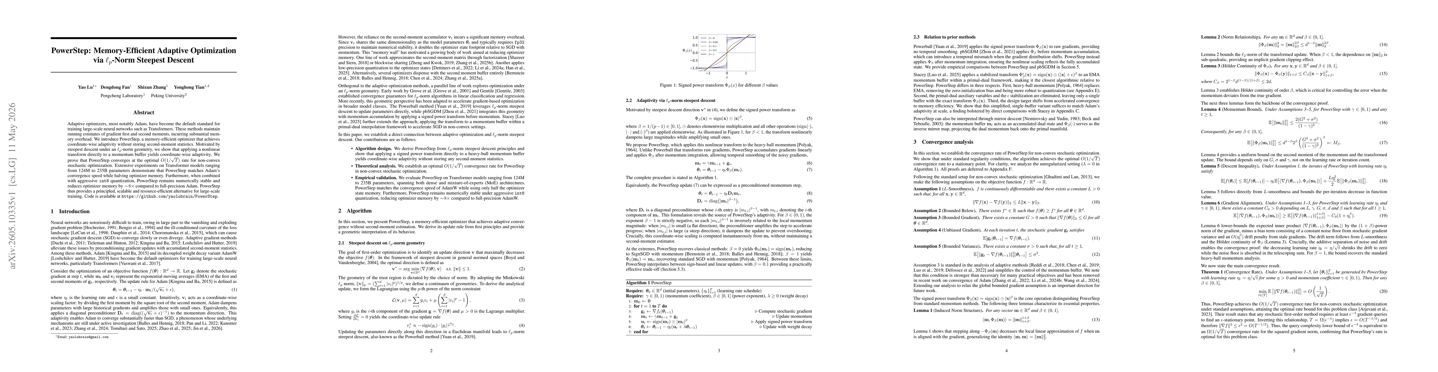 Thumbnail for PowerStep: Memory-Efficient Adaptive Optimization via $\ell_p$-Norm Steepest Descent