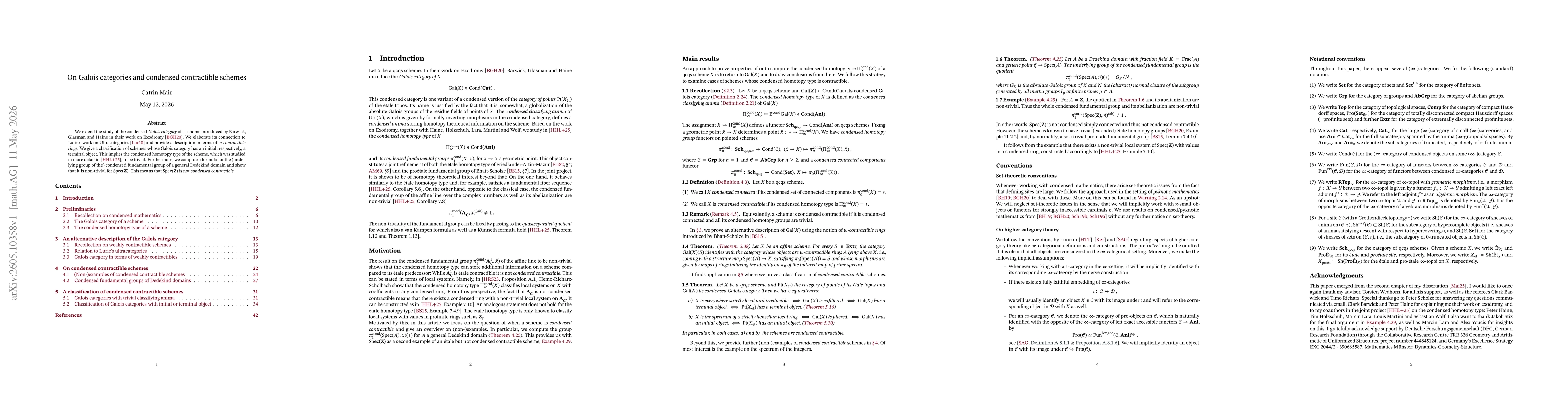 Thumbnail for On Galois categories and condensed contractible schemes