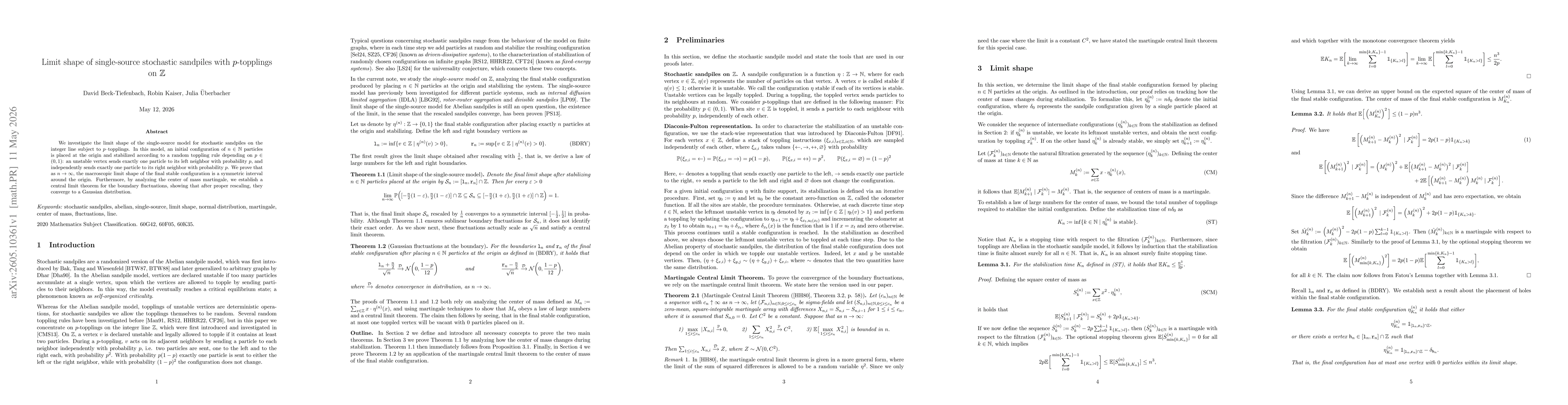 Thumbnail for Limit shape of single-source stochastic sandpiles with $p$-topplings on $\mathbb{Z}$