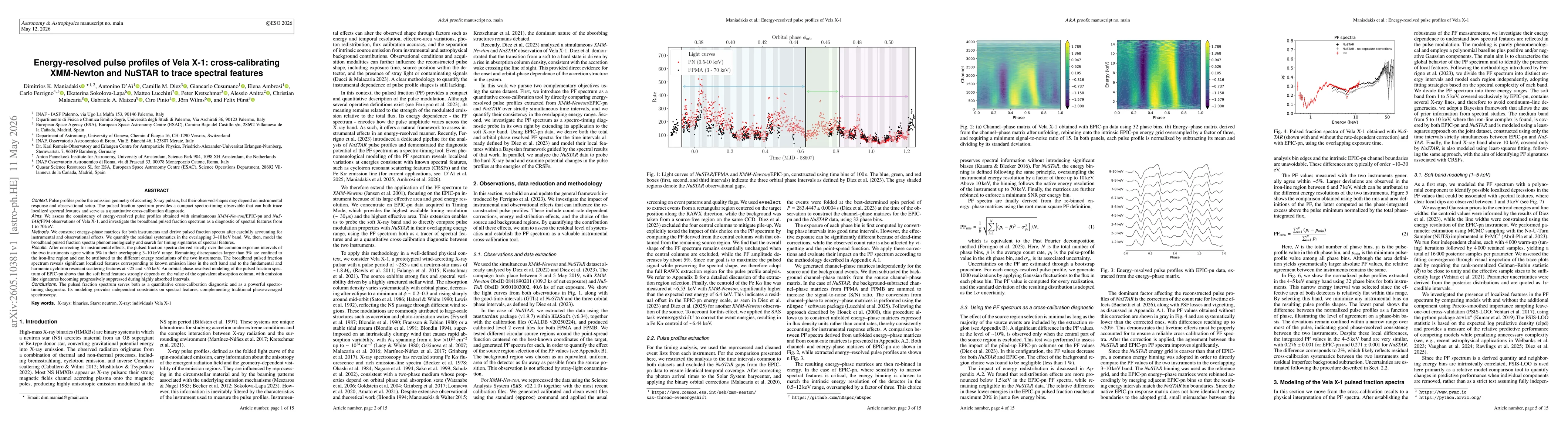 Thumbnail for Energy-resolved pulse profiles of Vela X-1: cross-calibrating XMM-Newton and NuSTAR to trace spectral features