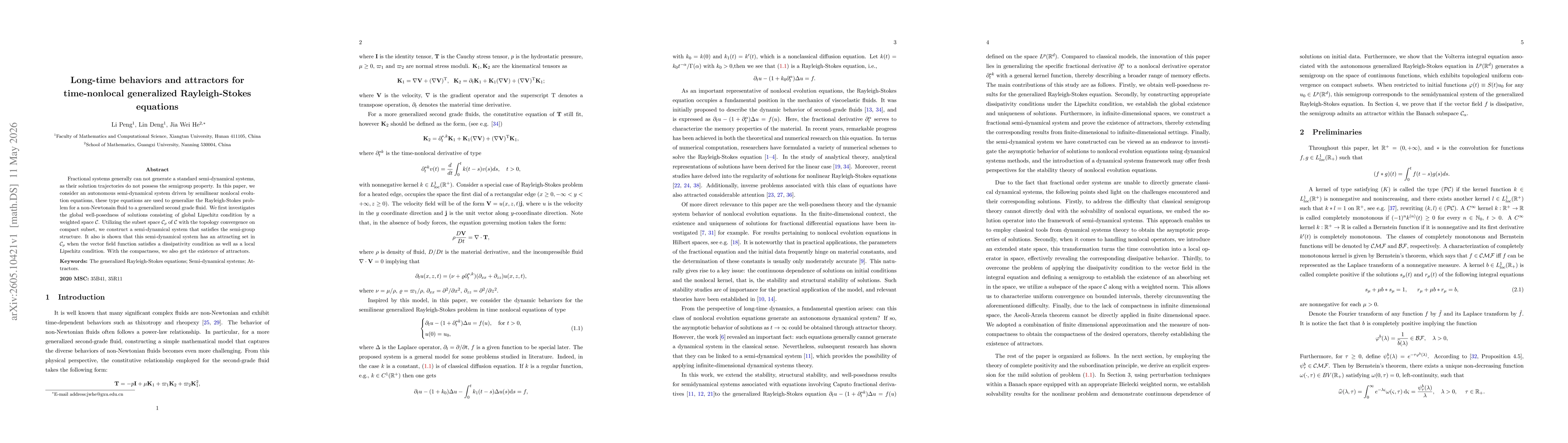 Thumbnail for Long-time behaviors and attractors for time-nonlocal generalized Rayleigh-Stokes equations