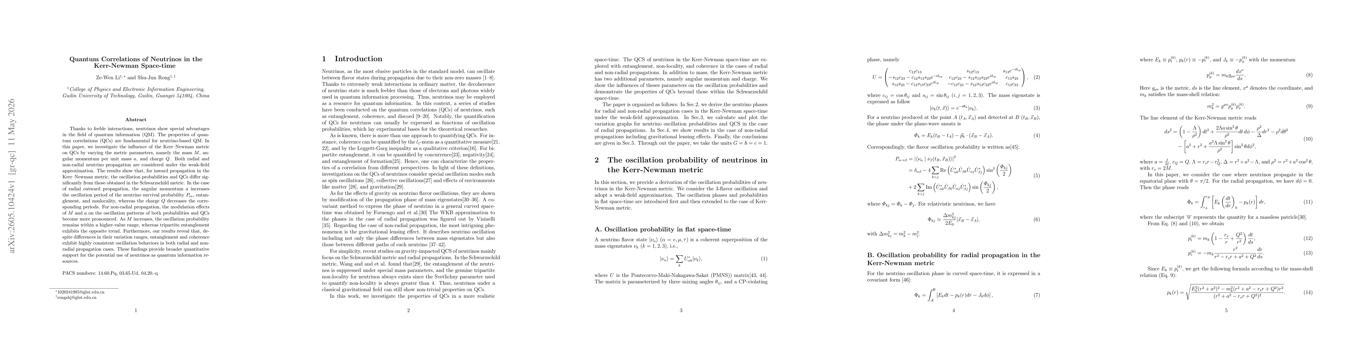 Thumbnail for Quantum Correlations of Neutrinos in the Kerr-Newman Space-time