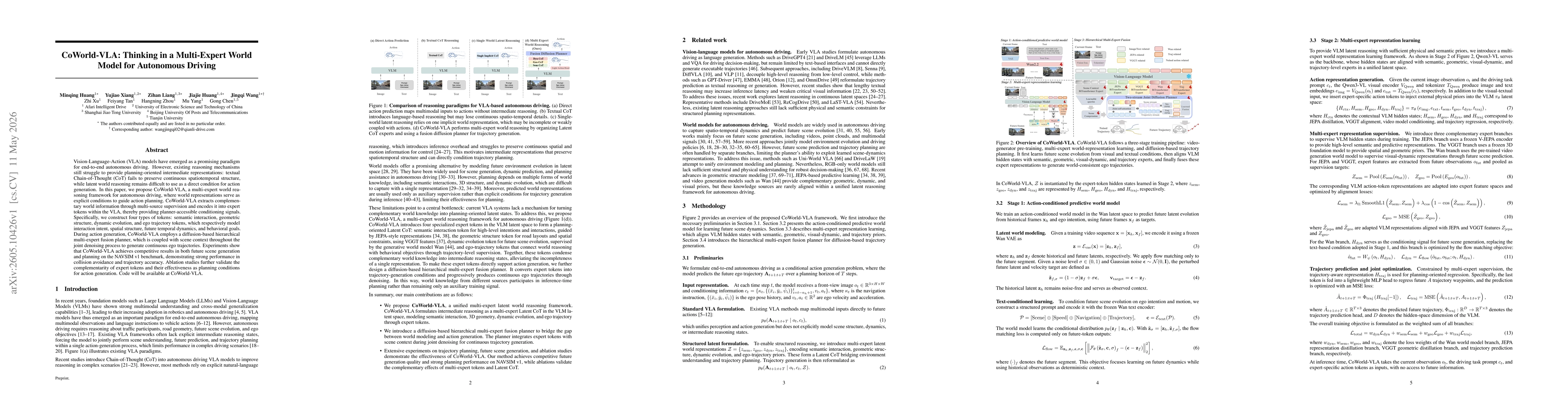 Thumbnail for CoWorld-VLA: Thinking in a Multi-Expert World Model for Autonomous Driving