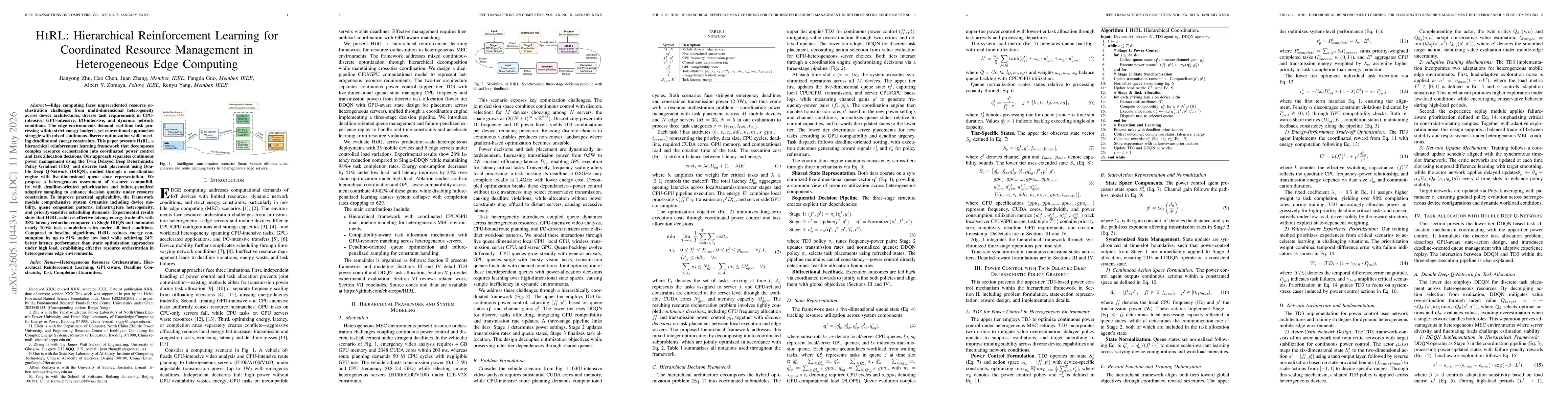 Thumbnail for HiRL: Hierarchical Reinforcement Learning for Coordinated Resource Management in Heterogeneous Edge Computing
