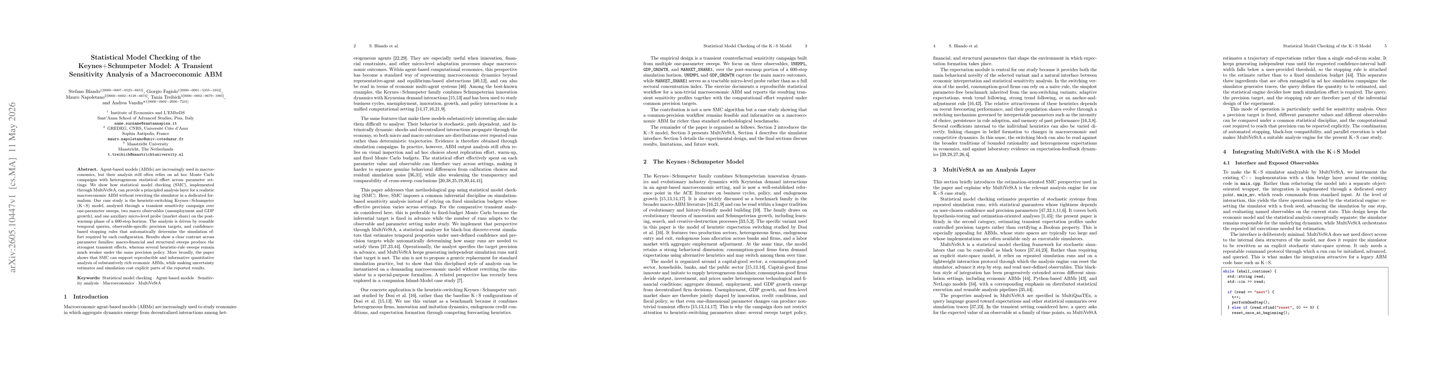 Thumbnail for Statistical Model Checking of the Keynes+Schumpeter Model: A Transient Sensitivity Analysis of a Macroeconomic ABM
