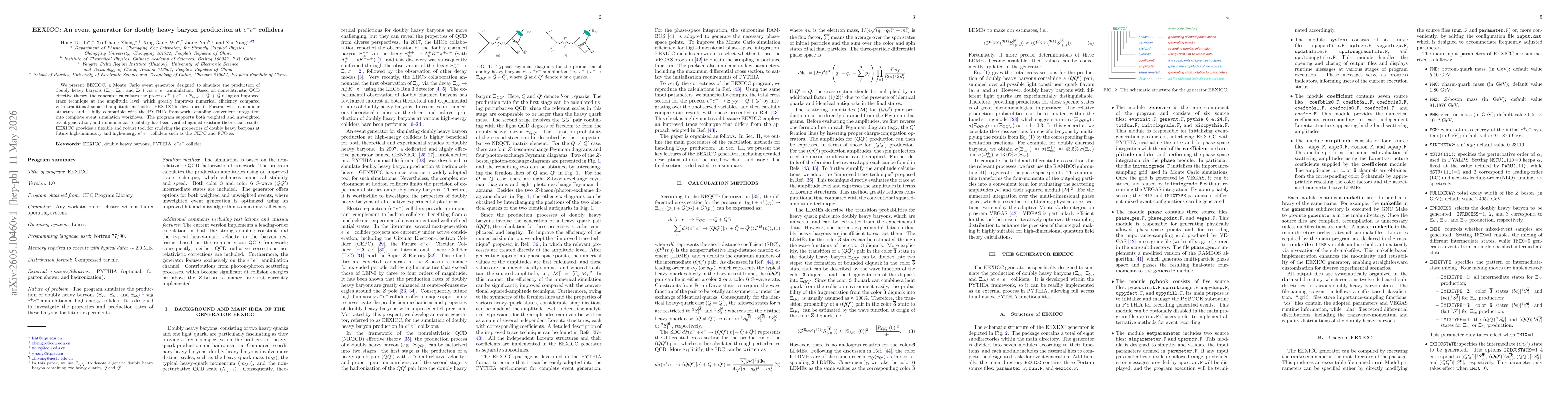 Thumbnail for EEXICC: An event generator for doubly heavy baryon production at $e^+e^-$ colliders