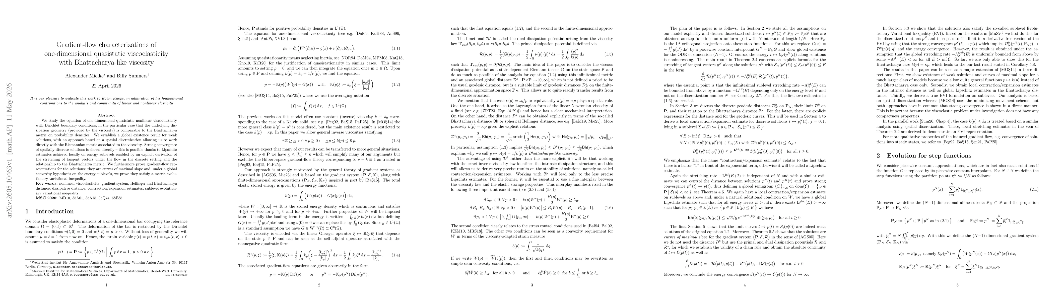 Thumbnail for Gradient-flow characterizations of one-dimensional quasistatic viscoelasticity with Bhattacharya-like viscosity