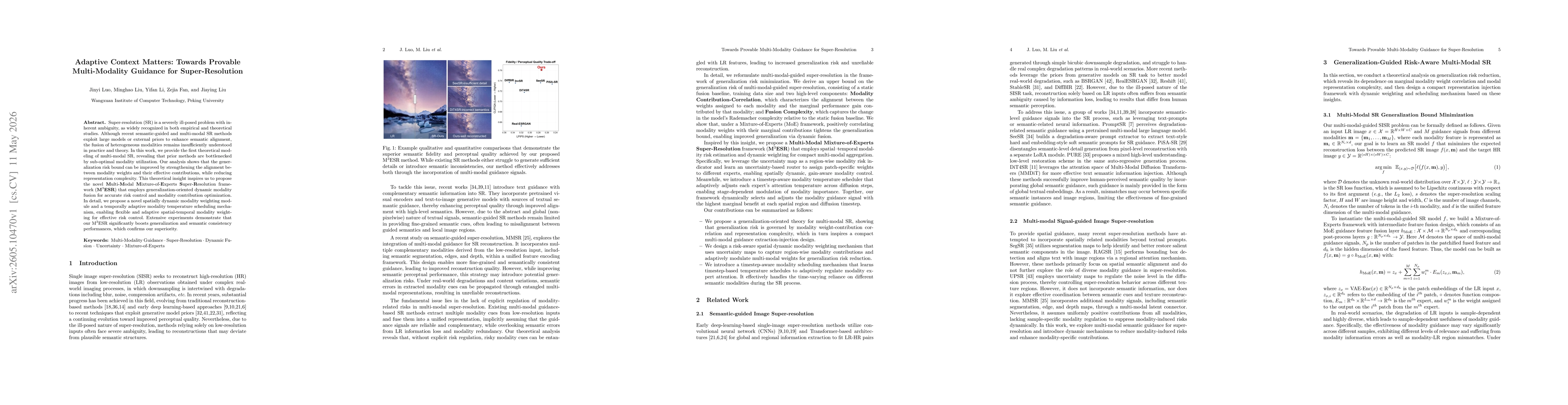 Thumbnail for Adaptive Context Matters: Towards Provable Multi-Modality Guidance for Super-Resolution