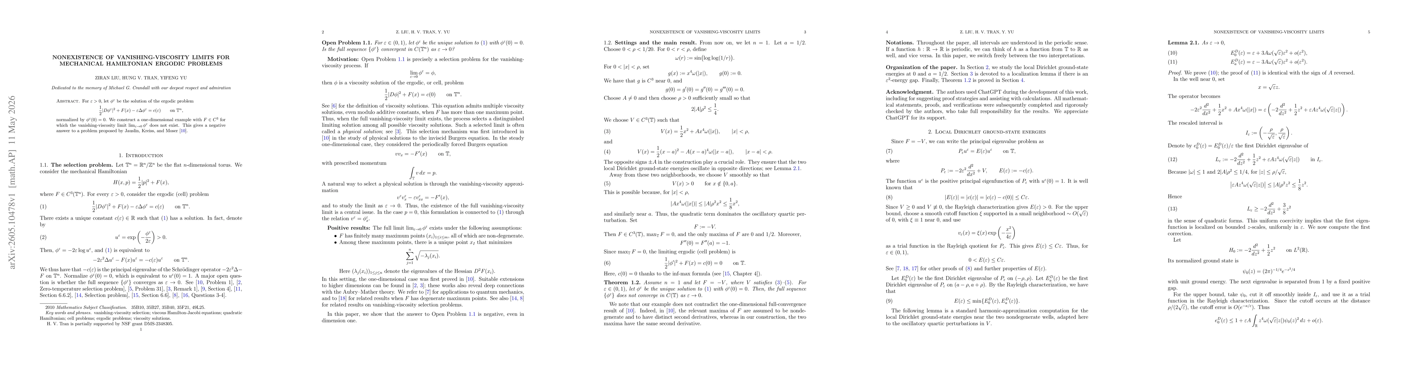 Thumbnail for Nonexistence of vanishing-viscosity limits for mechanical Hamiltonian ergodic problems