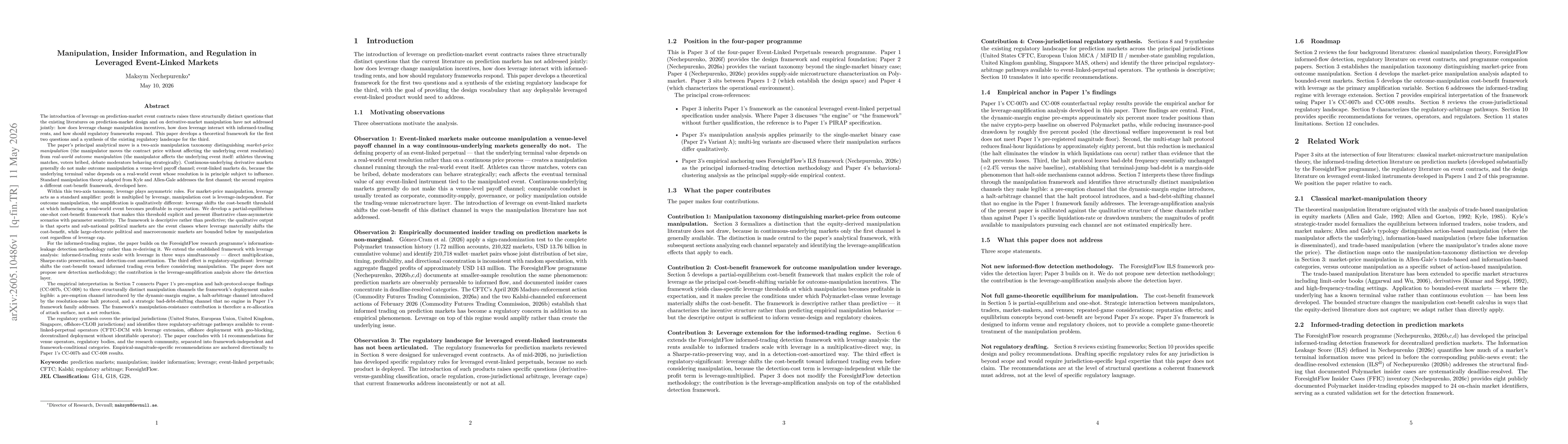 Thumbnail for Manipulation, Insider Information, and Regulation in Leveraged Event-Linked Markets
