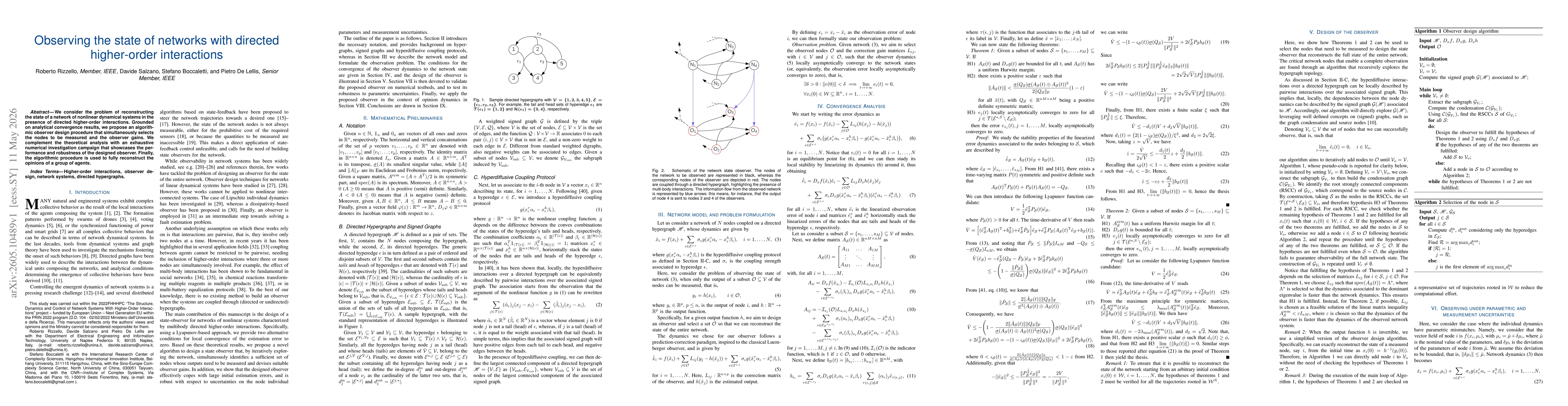 Thumbnail for Observing the state of networks with directed higher-order interactions