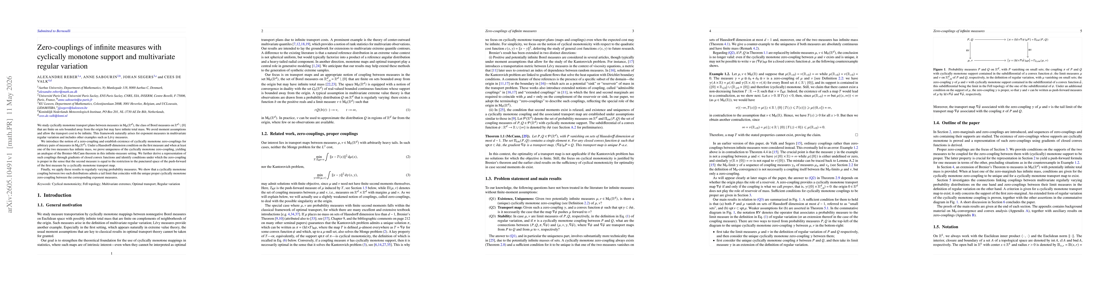 Thumbnail for Zero-couplings of infinite measures with cyclically monotone support and multivariate regular variation
