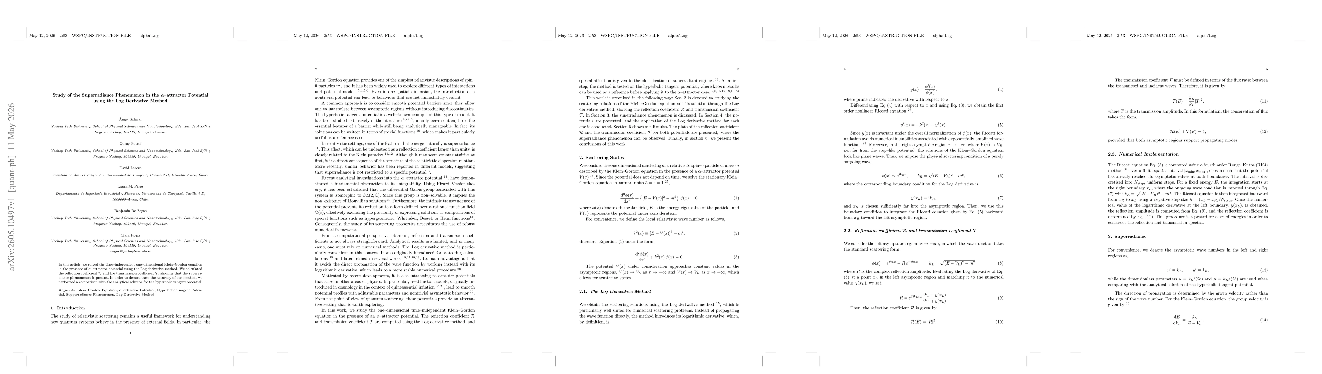 Thumbnail for Study of the Superradiance Phenomenon in the $α$--attractor Potential using the Log Derivative Method