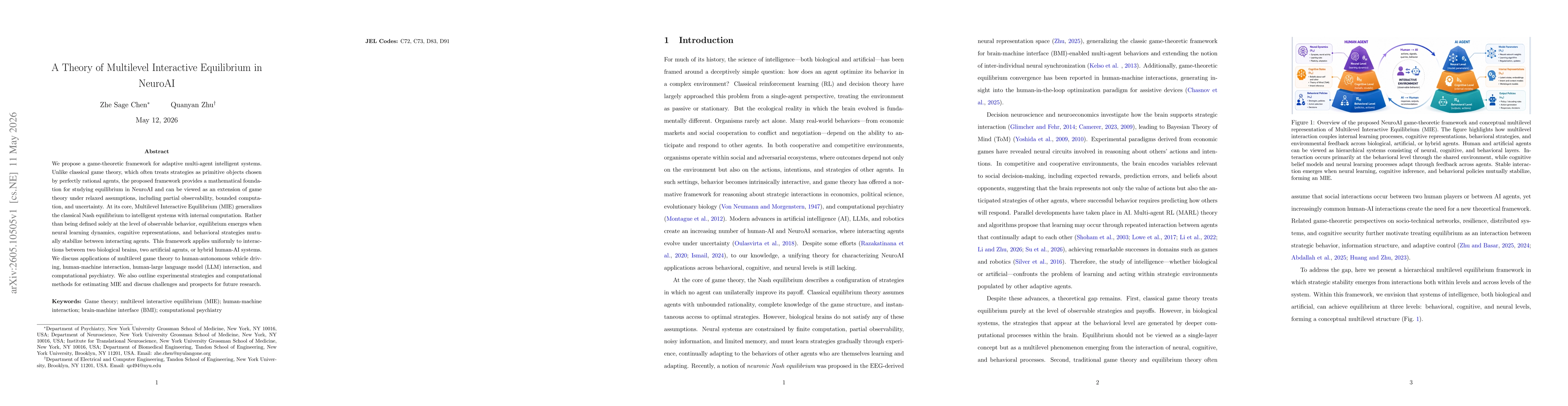 Thumbnail for A Theory of Multilevel Interactive Equilibrium in NeuroAI