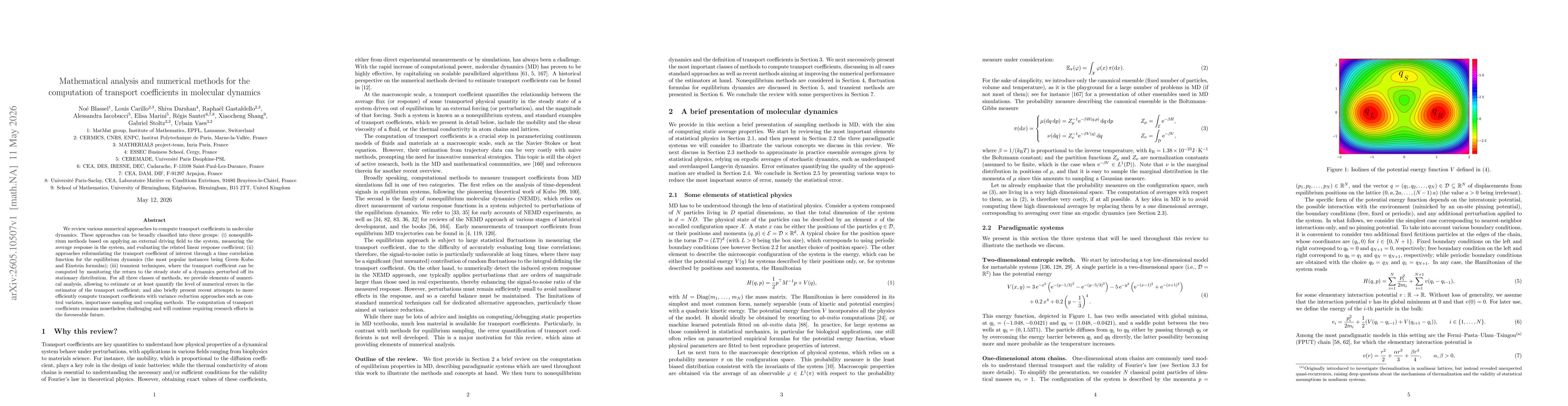 Thumbnail for Mathematical analysis and numerical methods for the computation of transport coefficients in molecular dynamics