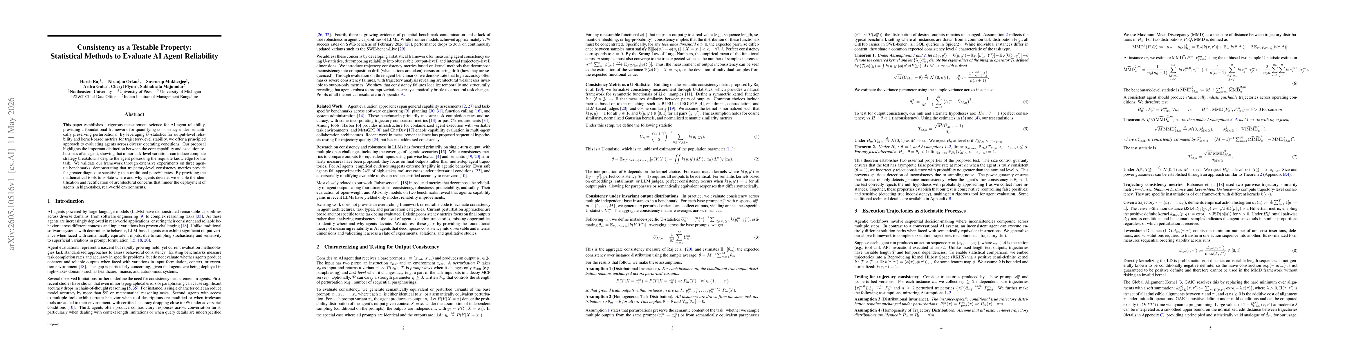 Thumbnail for Consistency as a Testable Property: Statistical Methods to Evaluate AI Agent Reliability