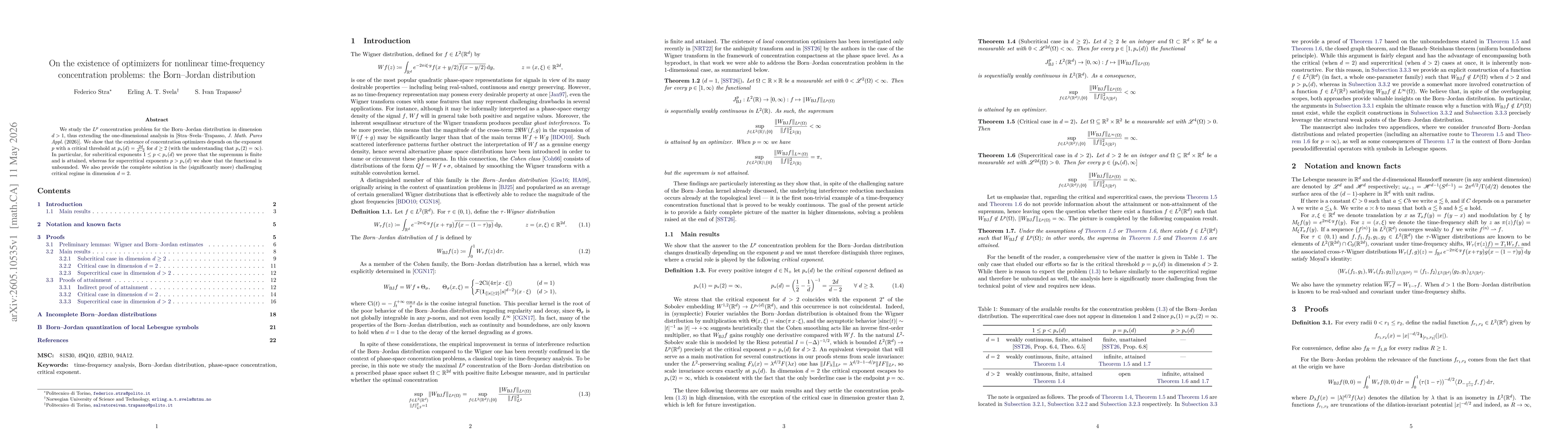 Thumbnail for On the existence of optimizers for nonlinear time-frequency concentration problems: the Born--Jordan distribution
