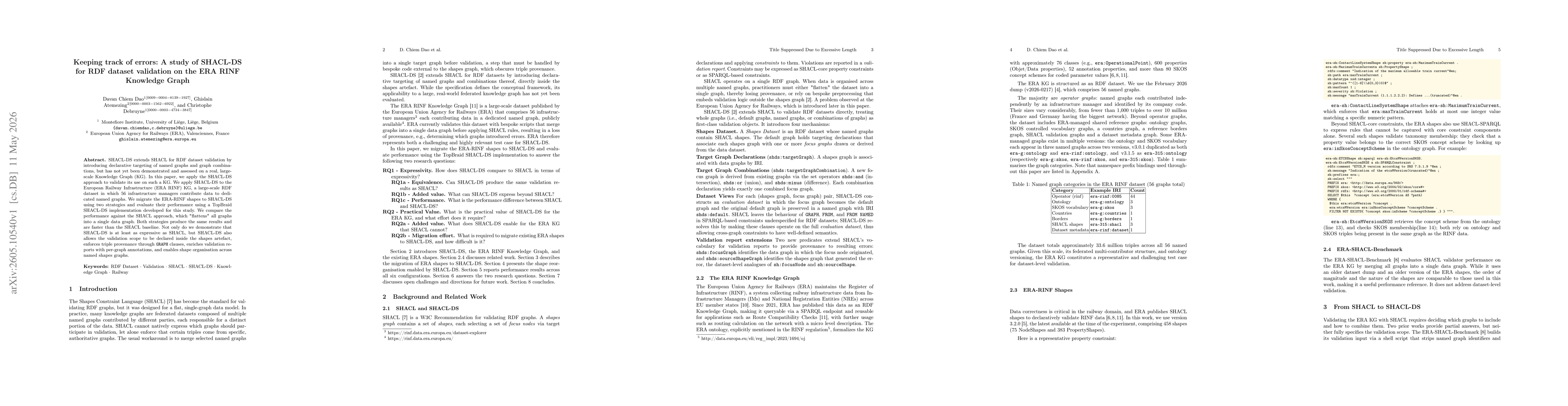 Thumbnail for Keeping track of errors: A study of SHACL-DS for RDF dataset validation on the ERA RINF Knowledge Graph