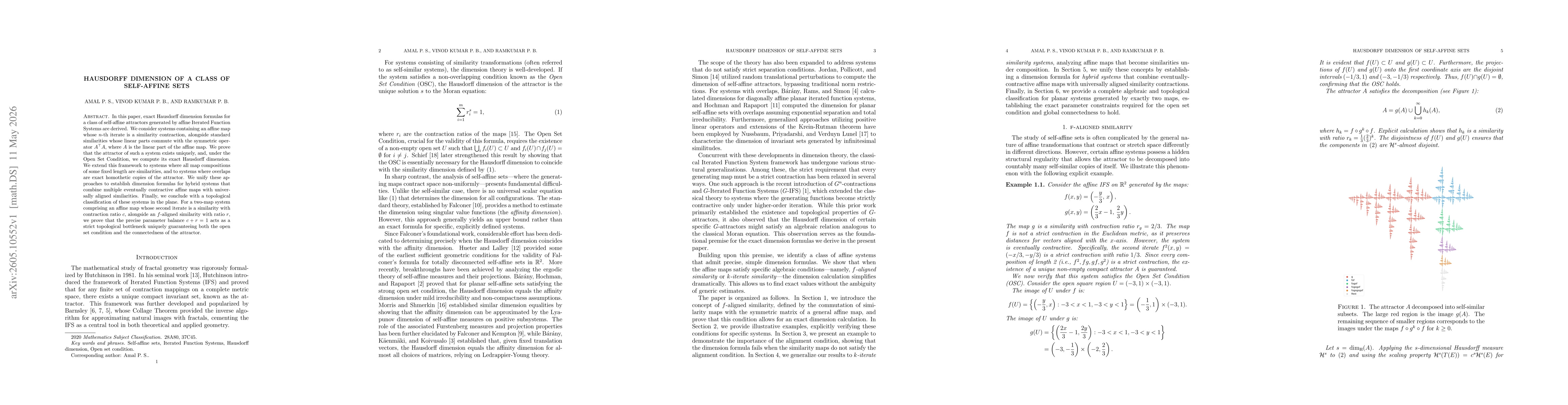 Thumbnail for Hausdorff Dimension of a Class of Self-Affine Sets
