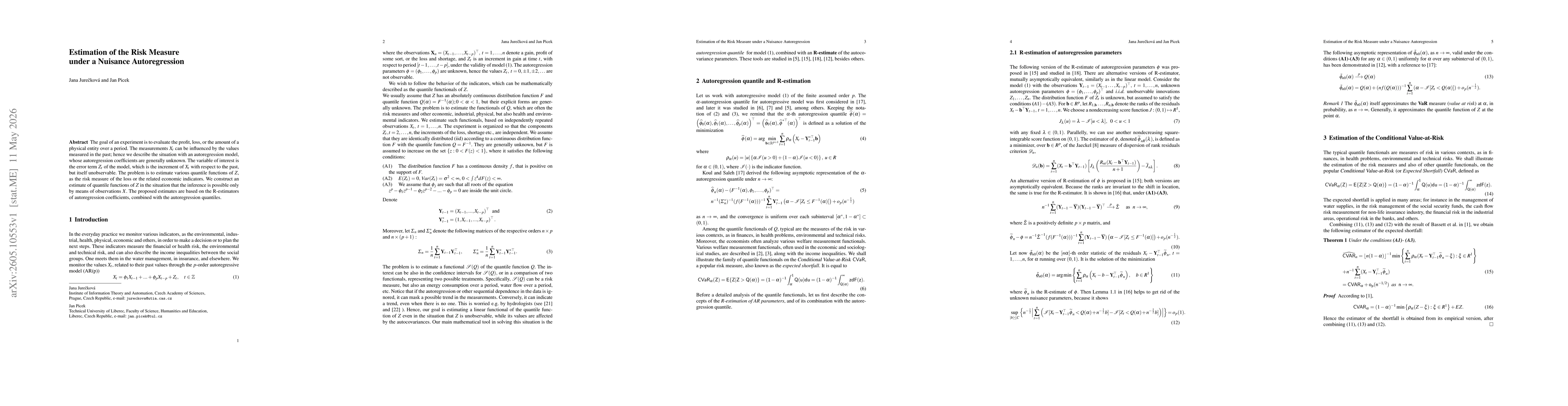 Thumbnail for Estimation of the Risk Measure under a Nuisance Autoregression