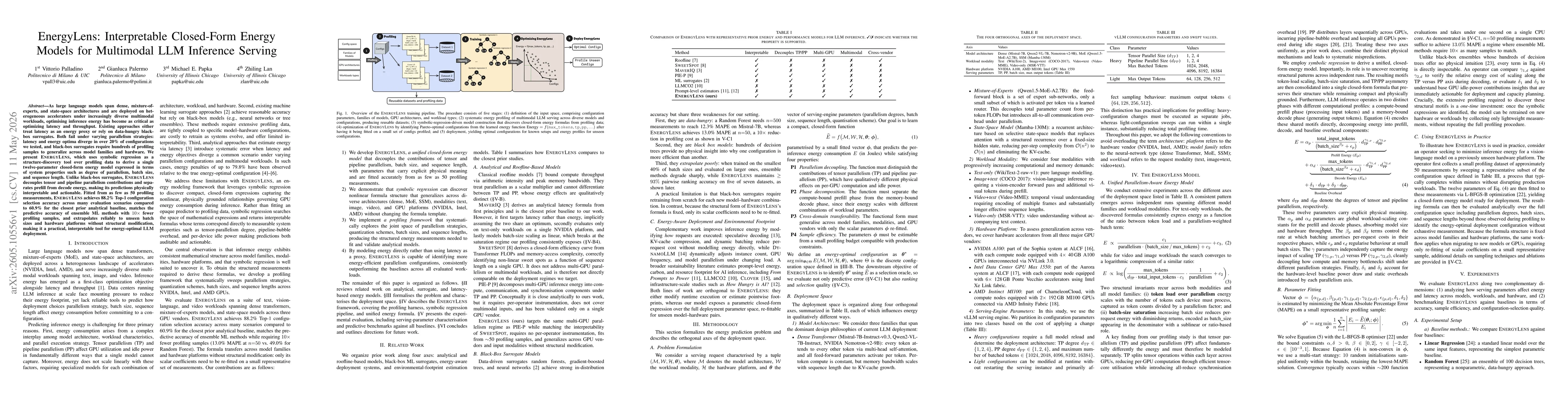 Thumbnail for EnergyLens: Interpretable Closed-Form Energy Models for Multimodal LLM Inference Serving