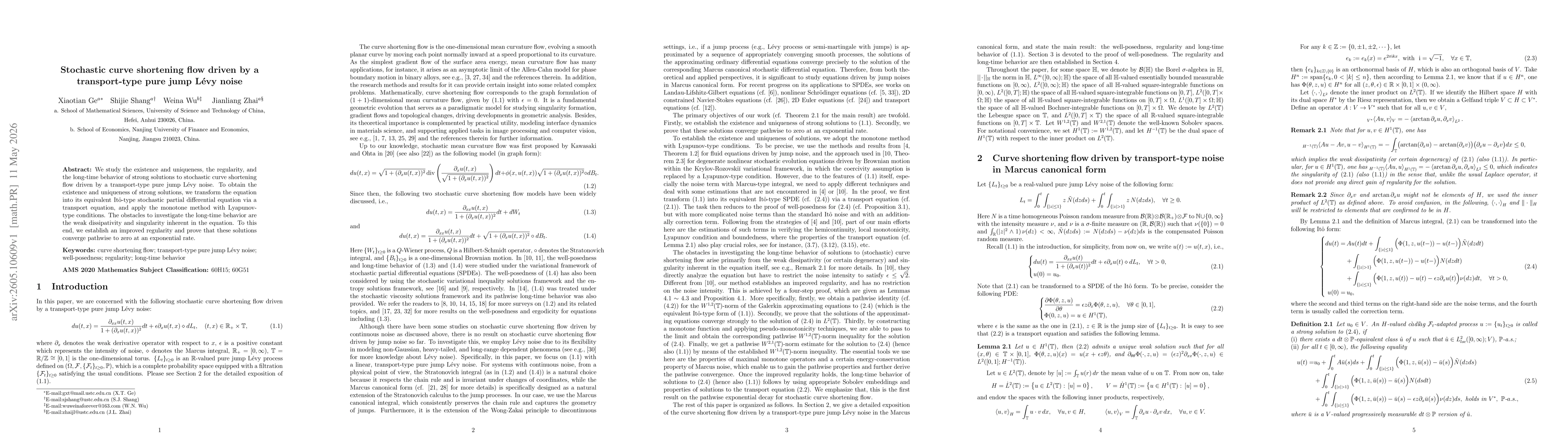 Thumbnail for Stochastic curve shortening flow driven by a transport-type pure jump Lévy noise