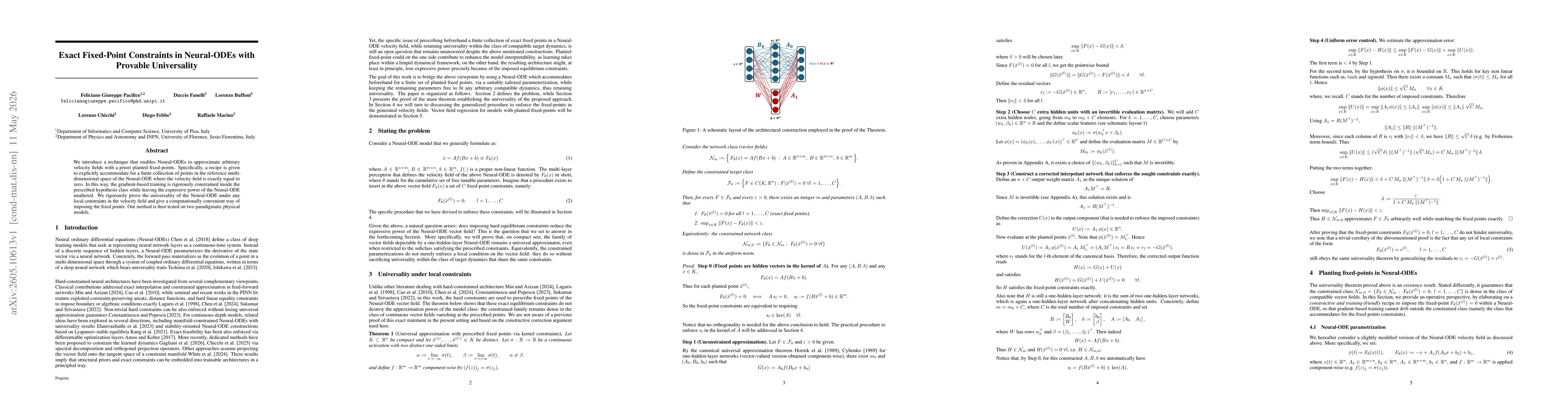 Thumbnail for Exact Fixed-Point Constraints in Neural-ODEs with Provable Universality