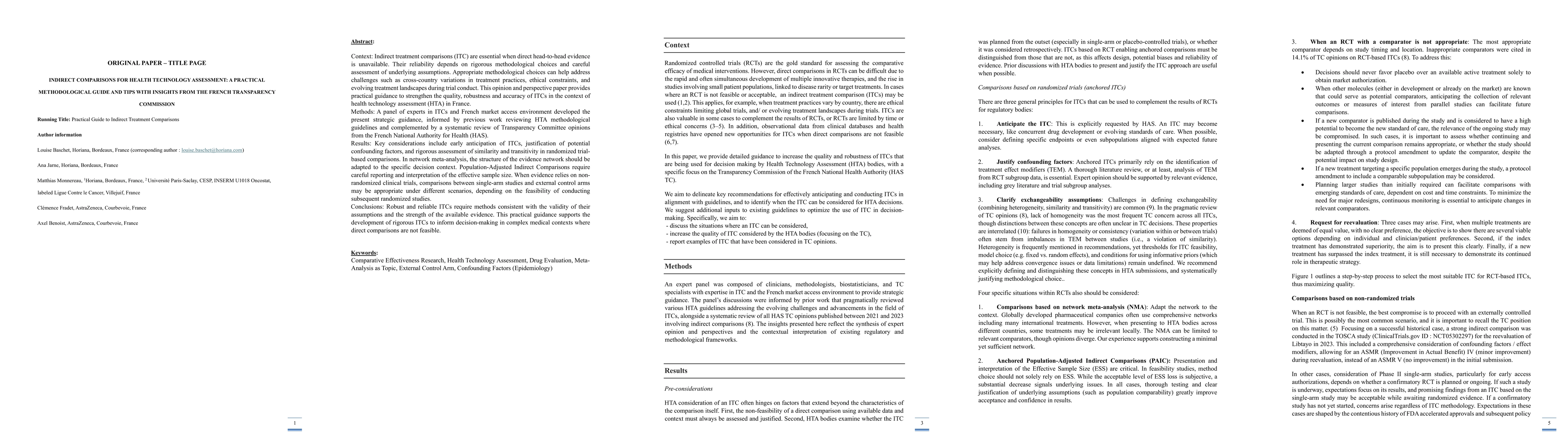 Thumbnail for Indirect Comparisons For Health Technology Assessment: A Practical Methodological Guide And Tips With Insights From The French Transparency Commission