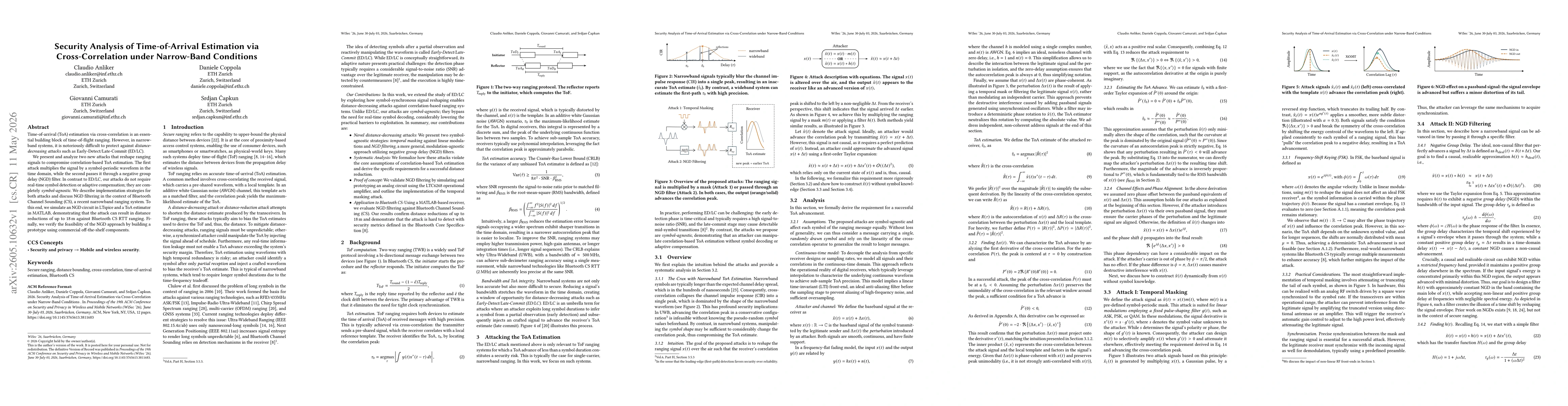 Thumbnail for Security Analysis of Time-of-Arrival Estimation via Cross-Correlation under Narrow-Band Conditions