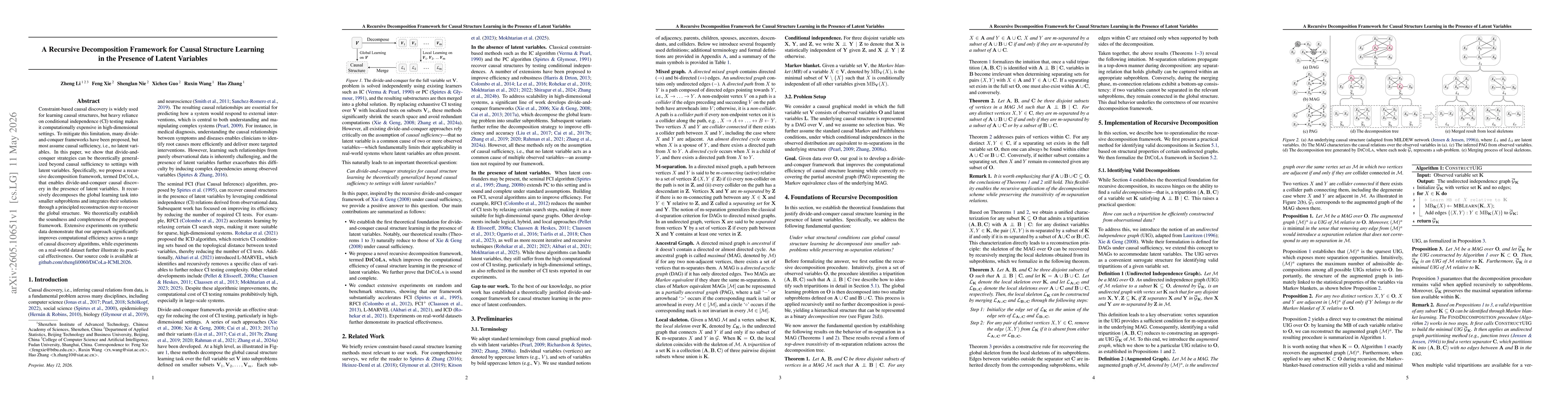 Thumbnail for A Recursive Decomposition Framework for Causal Structure Learning in the Presence of Latent Variables
