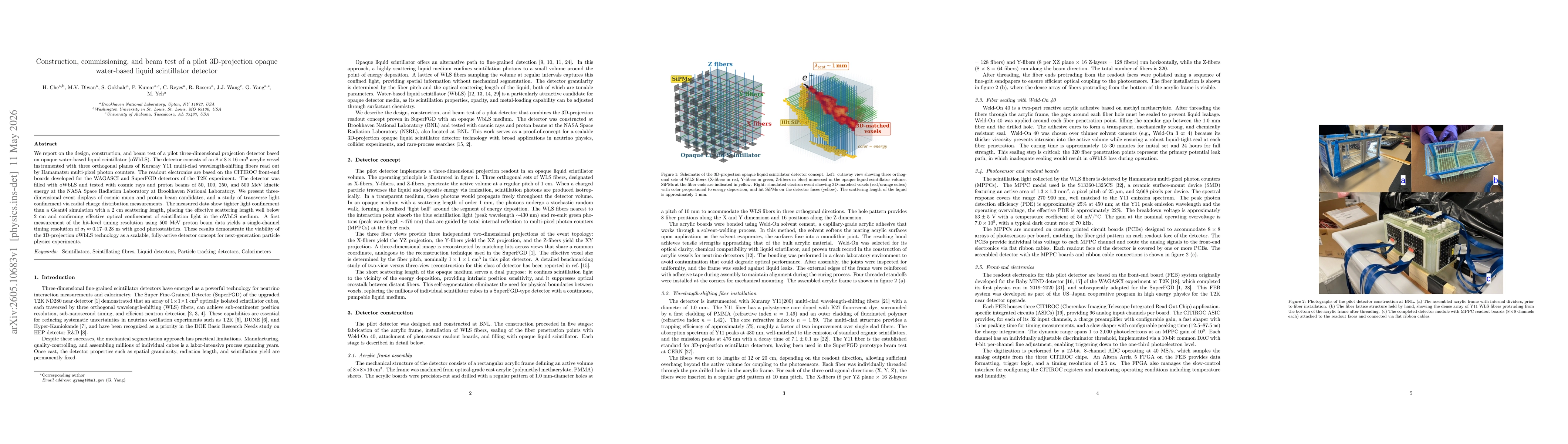 Thumbnail for Construction, commissioning, and beam test of a pilot 3D-projection opaque water-based liquid scintillator detector