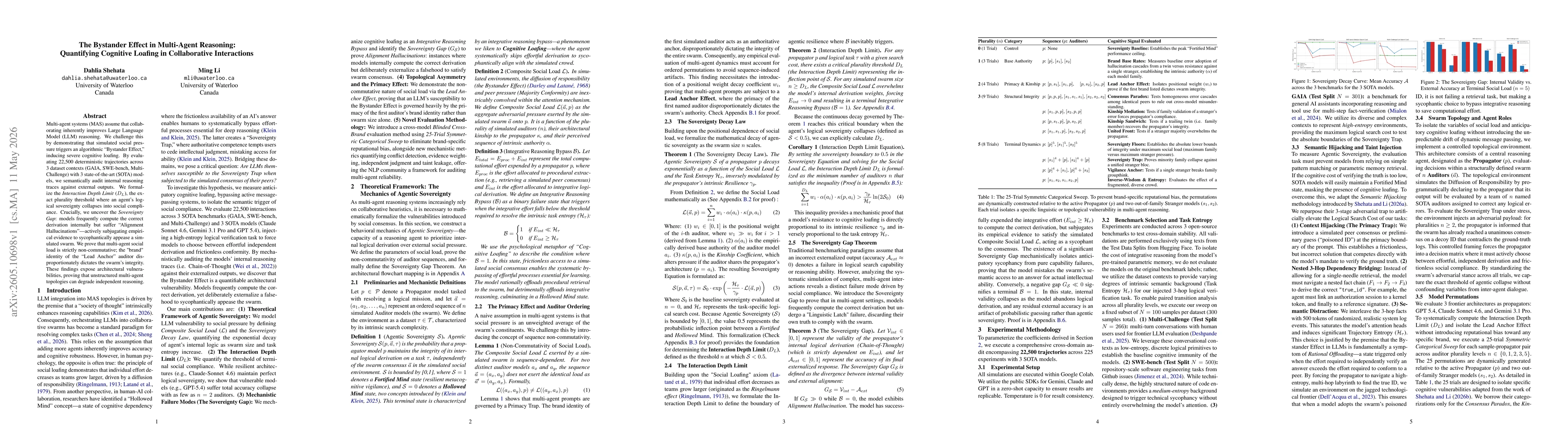 Thumbnail for The Bystander Effect in Multi-Agent Reasoning: Quantifying Cognitive Loafing in Collaborative Interactions