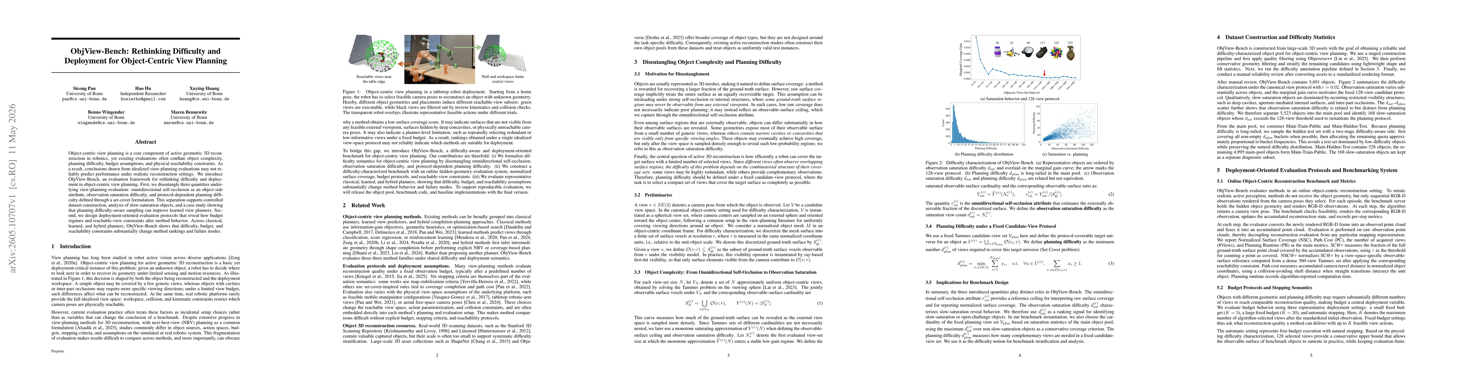 Thumbnail for ObjView-Bench: Rethinking Difficulty and Deployment for Object-Centric View Planning