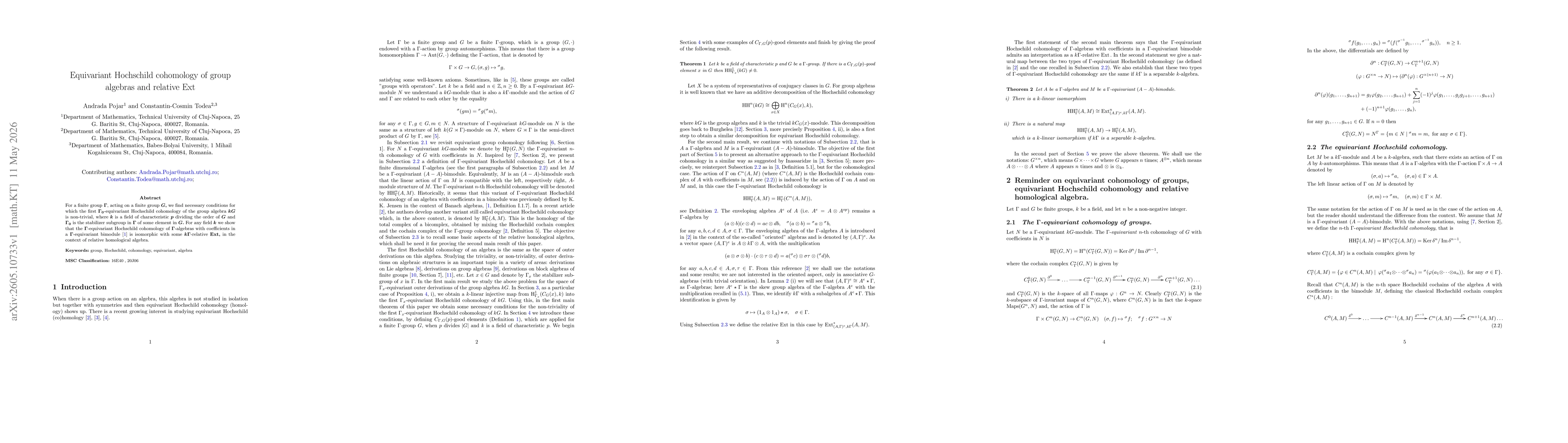 Thumbnail for Equivariant Hochschild cohomology of group algebras and relative $\operatorname{Ext}$