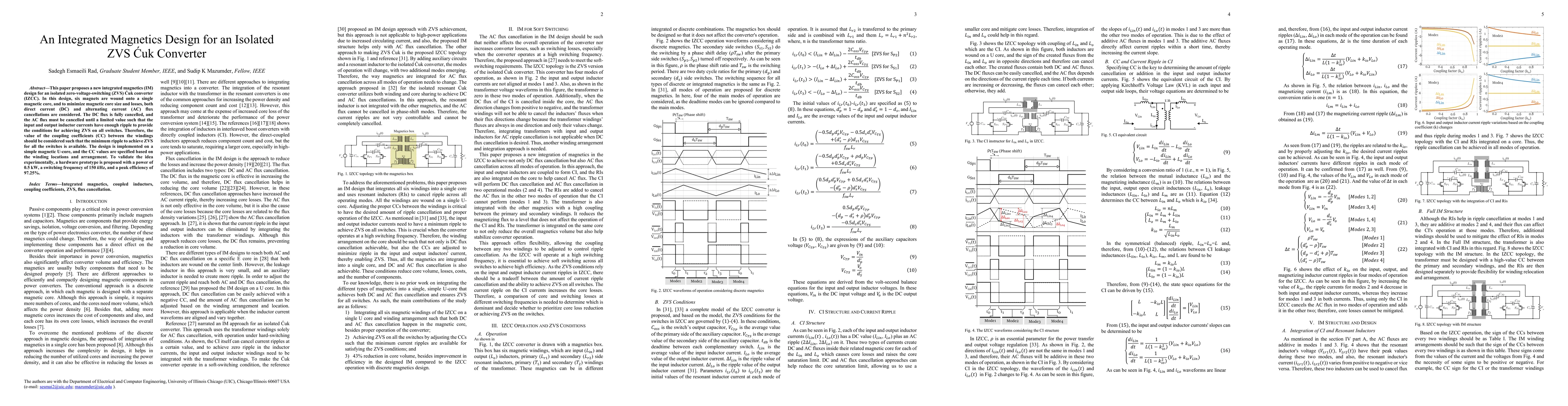 Thumbnail for An Integrated Magnetics Design for an Isolated ZVS Cuk Converter