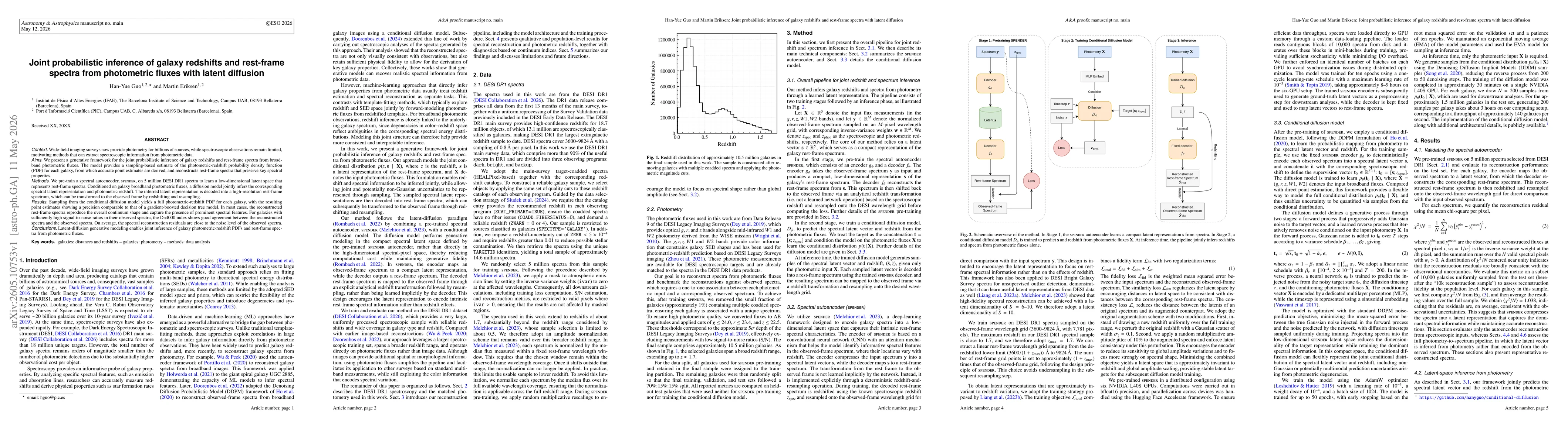 Thumbnail for Joint probabilistic inference of galaxy redshifts and rest-frame spectra from photometric fluxes with latent diffusion