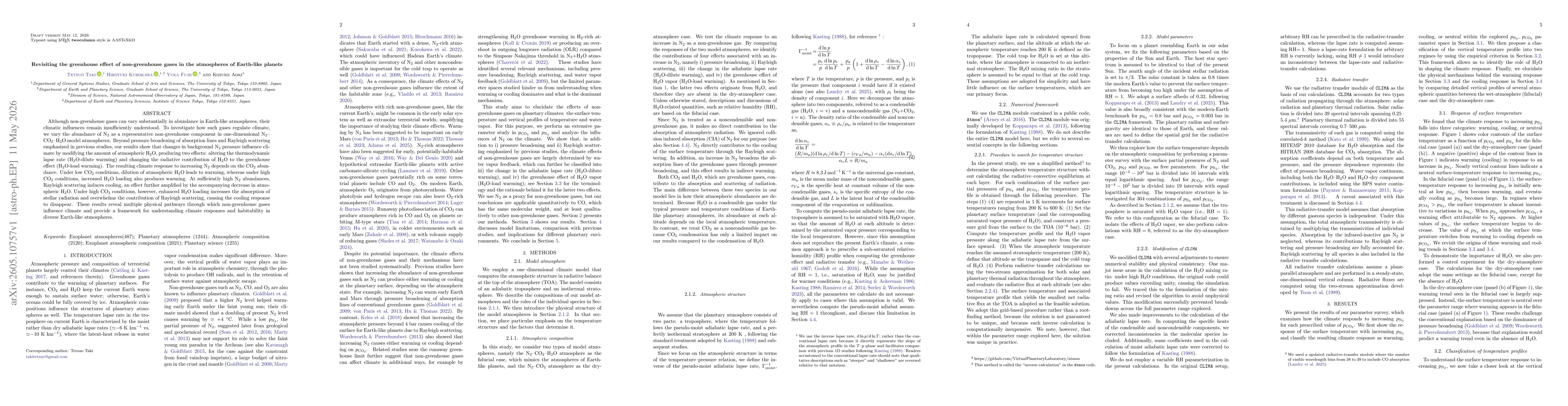 Thumbnail for Revisiting the greenhouse effect of non-greenhouse gases in the atmospheres of Earth-like planets