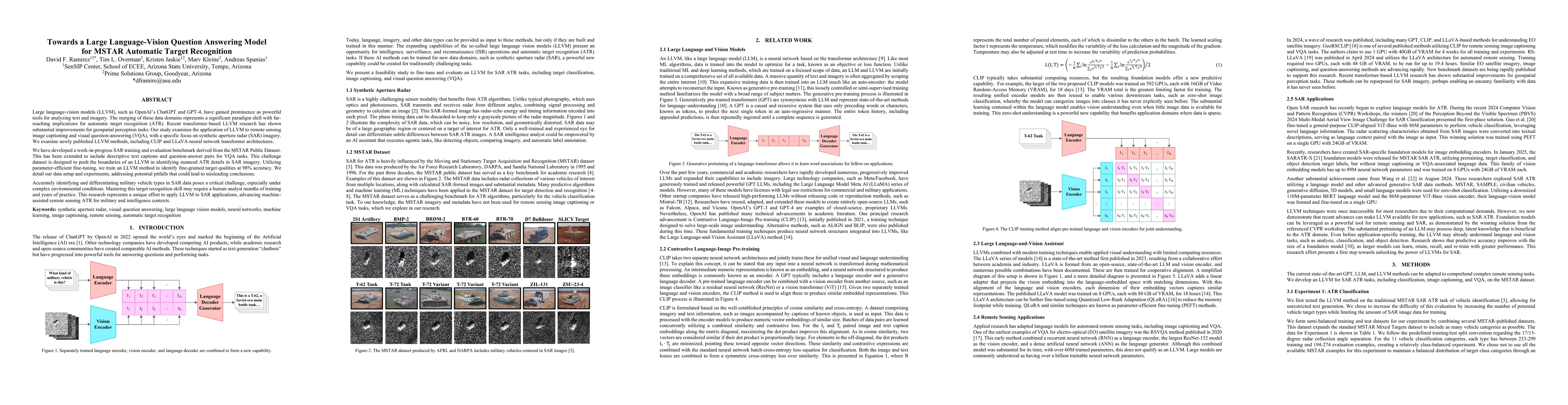 Thumbnail for Towards a Large Language-Vision Question Answering Model for MSTAR Automatic Target Recognition