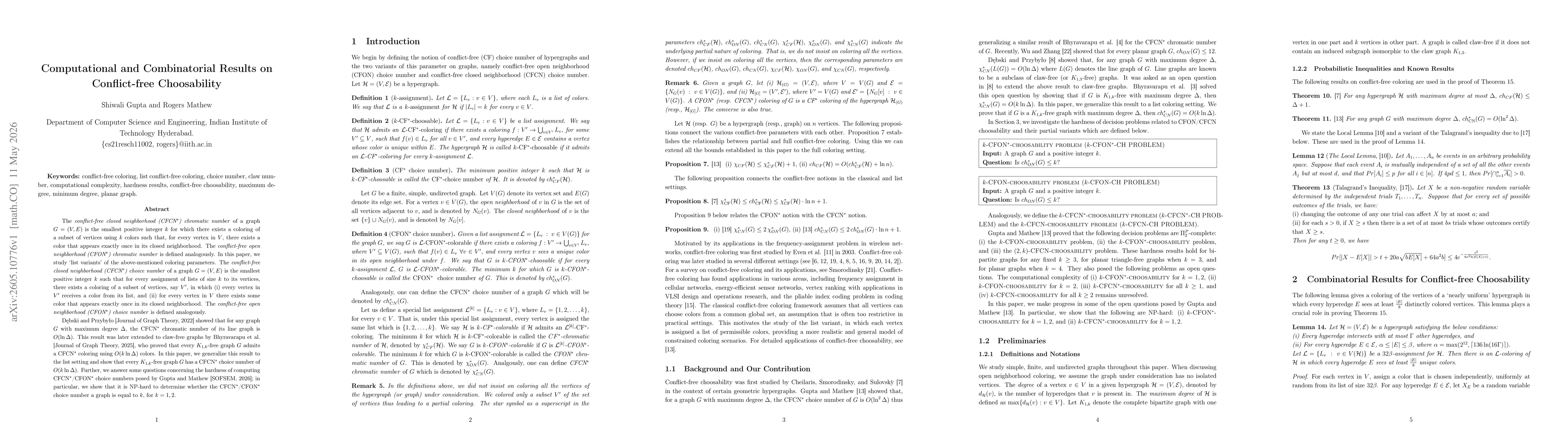 Thumbnail for Computational and Combinatorial Results on Conflict-free Choosability