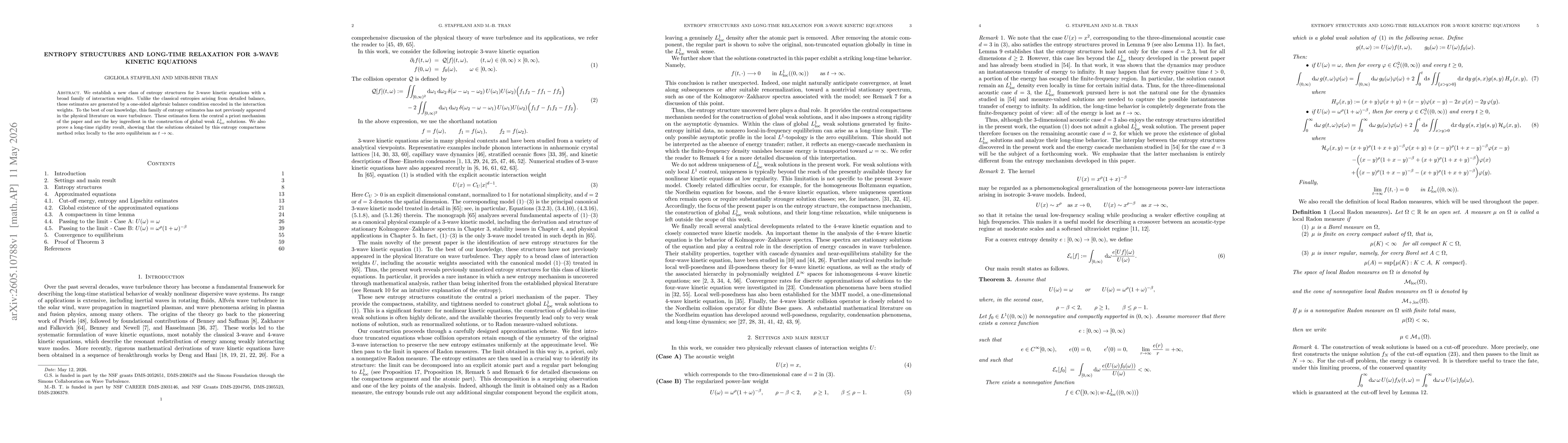 Thumbnail for Entropy Structures and Long-Time Relaxation for 3-Wave Kinetic Equations