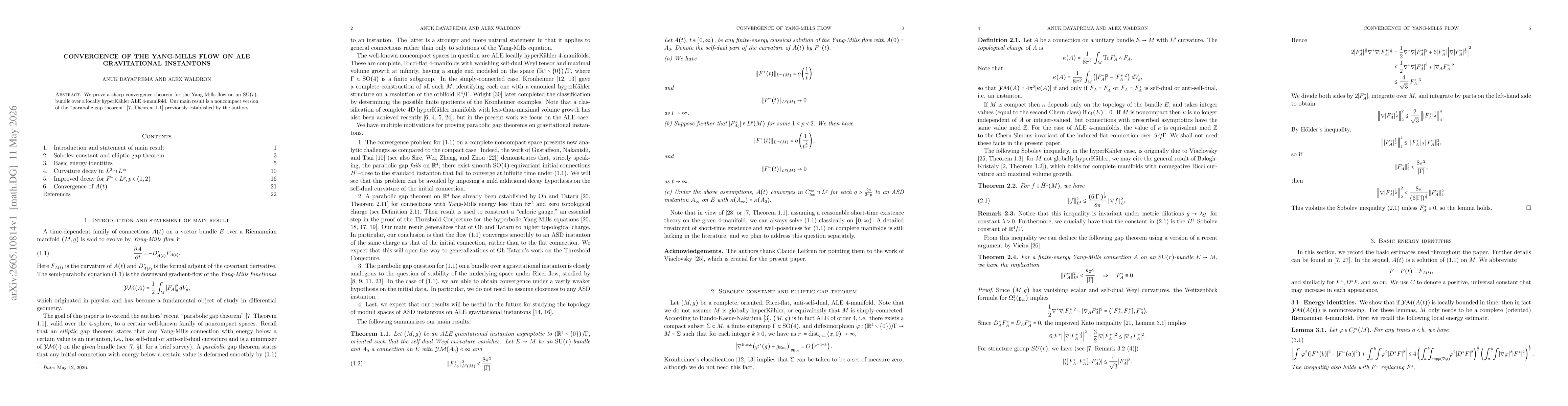 Thumbnail for Convergence of the Yang-Mills flow on ALE gravitational instantons
