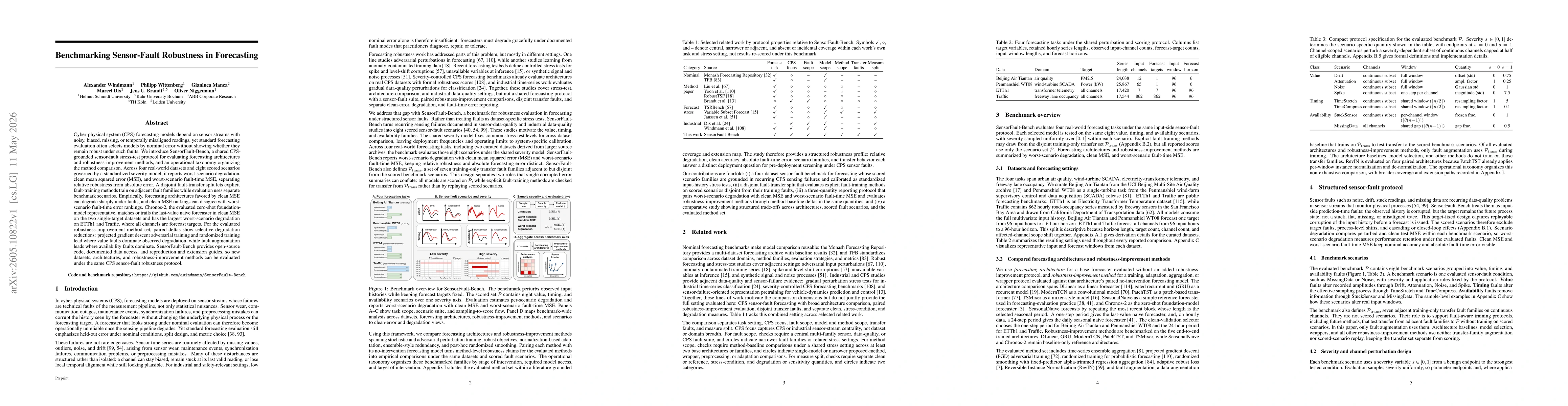 Thumbnail for Benchmarking Sensor-Fault Robustness in Forecasting