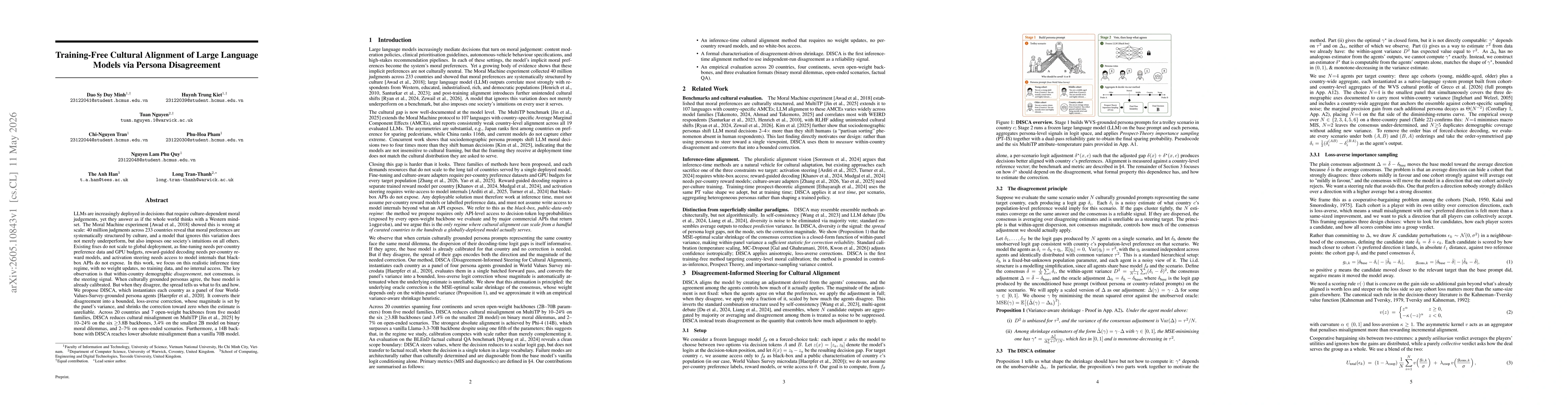Thumbnail for Training-Free Cultural Alignment of Large Language Models via Persona Disagreement