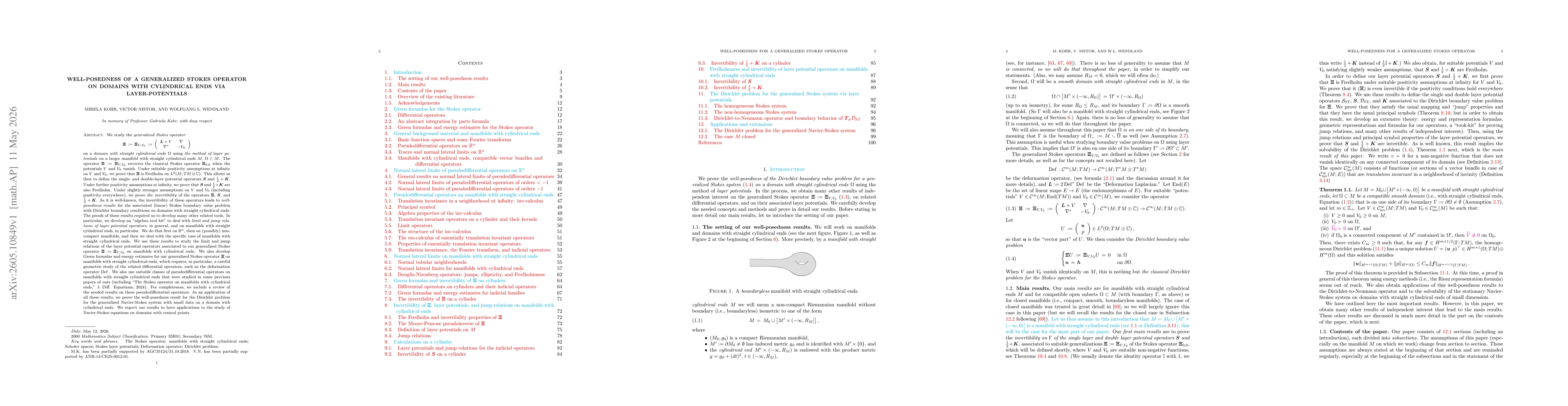 Thumbnail for Well-posedness of a generalized Stokes operator on domains with cylindrical ends via layer-potentials