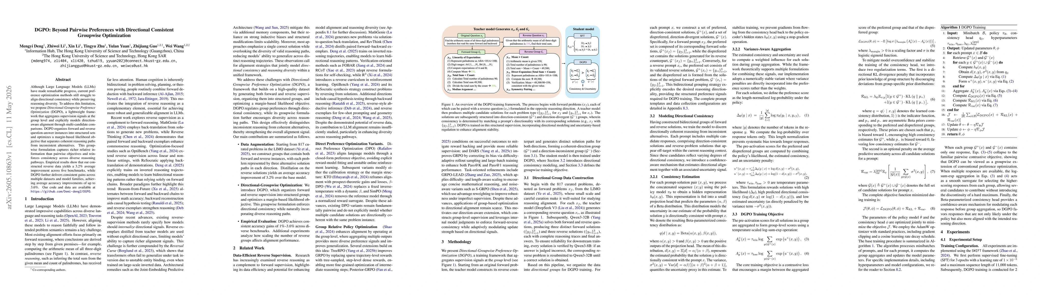 Thumbnail for DGPO: Beyond Pairwise Preferences with Directional Consistent Groupwise Optimization