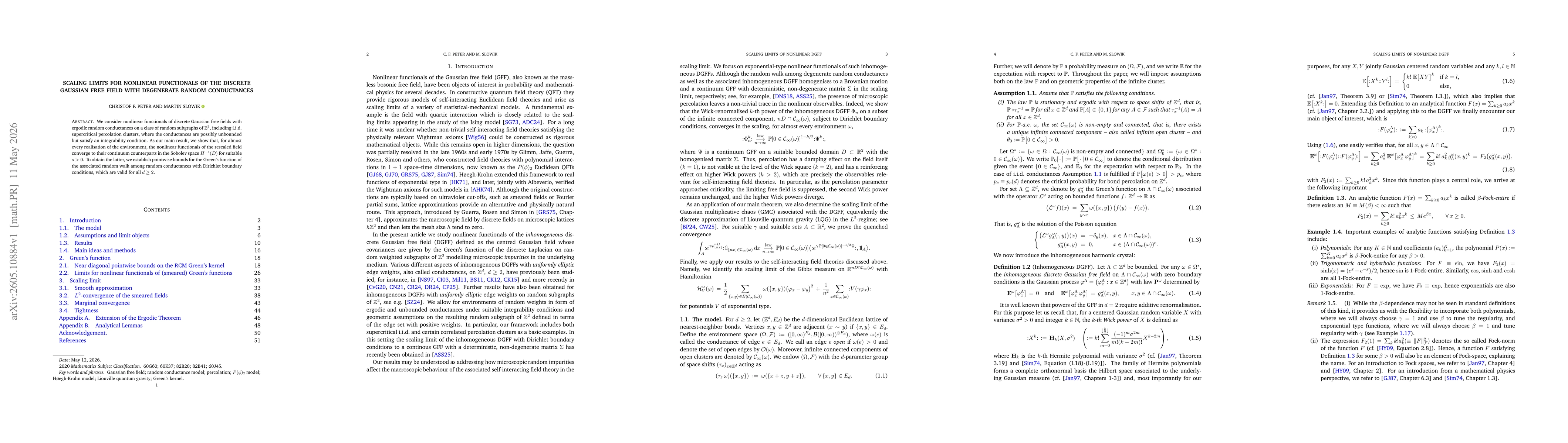 Thumbnail for Scaling limits for nonlinear functionals of the discrete Gaussian free field with degenerate random conductances