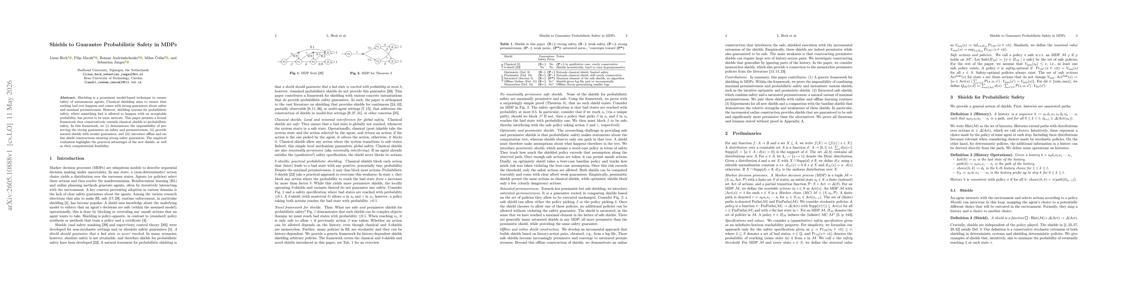 Thumbnail for Shields to Guarantee Probabilistic Safety in MDPs