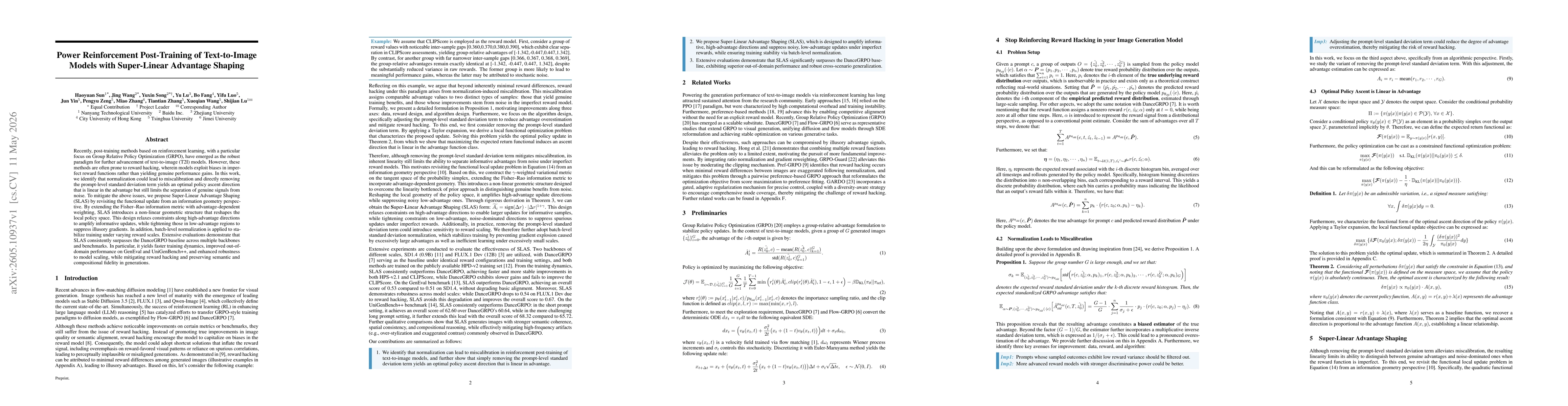 Thumbnail for Power Reinforcement Post-Training of Text-to-Image Models with Super-Linear Advantage Shaping