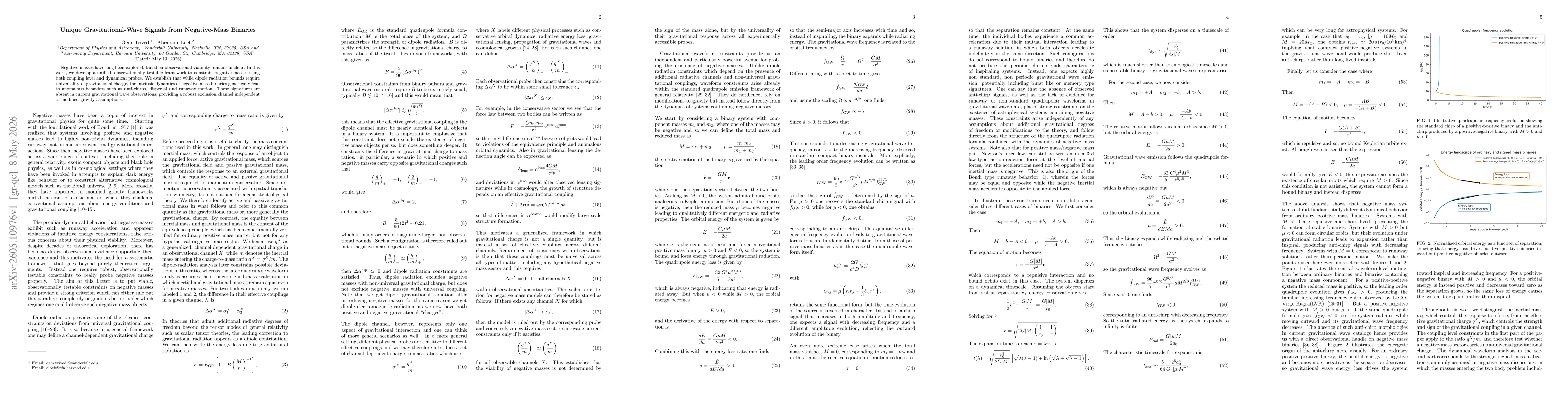 Thumbnail for Unique Gravitational-Wave Signals from Negative-Mass Binaries